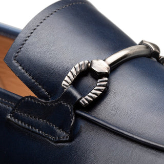Mezlan Brunello 21100 Men's Shoes Pearl Gray & Navy Calf-Skin Leather Horsebit Loafers (MZ3704)-AmbrogioShoes