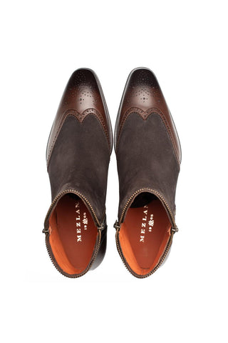 Mezlan Camilleri 21343 Suede / Calf-Skin Leather Zipper Boots (MZ3764)-AmbrogioShoes