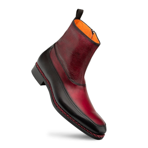 Mezlan Corso 20812 Men's Shoes Graphite & Burgundy Calf-Skin Leather Contrast Boots (MZ3656)-AmbrogioShoes