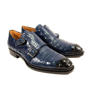 Mezlan Doyers Crocodile Double Monk-Strap-AmbrogioShoes