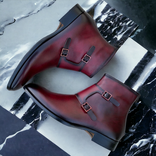 Mezlan E20464 Mokka Men's Shoes Patina Calf-Skin Leather Buckle Boots (MZ3542)-AmbrogioShoes