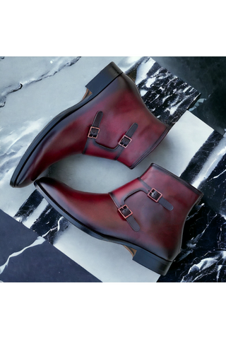 Mezlan E20464 Mokka Patina Leather Buckle Boots (MZ3542)-AmbrogioShoes