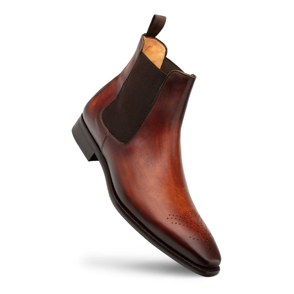 Mezlan Galvez S20882 Men's Shoes Cognac & Rust Patina Leather Chelsea Boots (MZ3677)-AmbrogioShoes