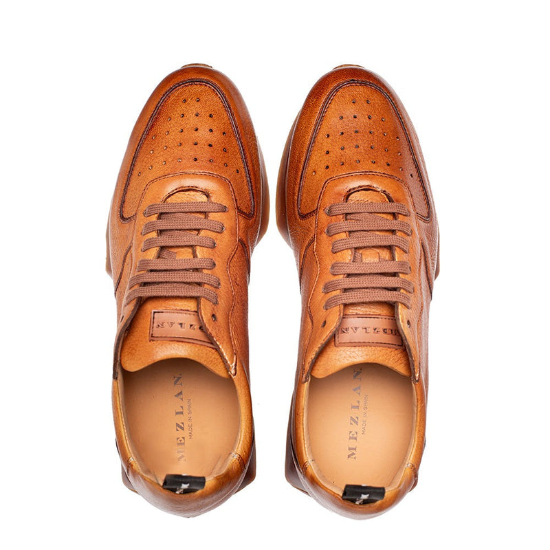 Mezlan Gerardo 21187 Men's Shoes Cognac Deer-skin Leather Casual Sneakers (MZ3731)-AmbrogioShoes
