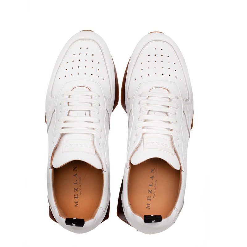 Mezlan Gerardo 21187 Men's Shoes White Deer-skin Leather Casual Sneakers (MZ3732)-AmbrogioShoes