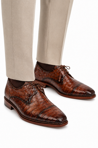 Mezlan Giovane 50032-F Crocodile Skin Derby (MZ3717)-AmbrogioShoes