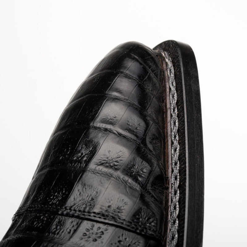 Mezlan Giovane 50032-F Men's Shoes Black Exotic Crocodile Derby Oxfords (MZ3717)-AmbrogioShoes