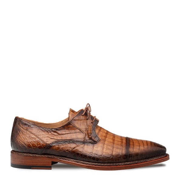 Mezlan Giovane 50032-F Men's Shoes Camel Exotic Crocodile Derby Oxfords (MZ3715)-AmbrogioShoes