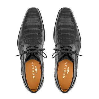 Mezlan Golfo 4967-F Men's Shoes Black Exotic Crocodile Plan Toe Derby Oxfords (MZ3747)-AmbrogioShoes