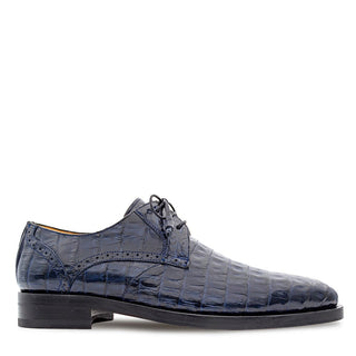 Mezlan Golfo 4967-F Men's Shoes Blue Exotic Crocodile Plan Toe Derby Oxfords (MZ3745)-AmbrogioShoes