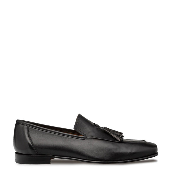 Mezlan Javea 21146 Men's Shoes Black Smooth Calf-Skin Leather Tassels Loafers (MZ3695)-AmbrogioShoes