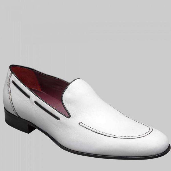 Mezlan Ligure Mens Luxury Shoes White & Black Italian Calfskin Loafers (MZW2830)-AmbrogioShoes