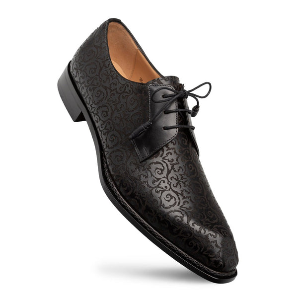 Mezlan Lontani 21039 Men's Shoes Black Embossed Calf-Skin Leather Derby Oxfords (MZ3707)-AmbrogioShoes