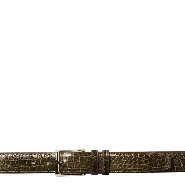 Mezlan Men's Belts Olive Exotic Alligator AO7907 (MZB1081)-AmbrogioShoes
