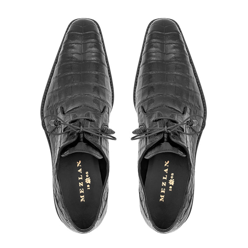 Mezlan Men's Luxury Designer Shoes Anderson Luxury Black Crocodile Oxfords (MZ2000)-AmbrogioShoes
