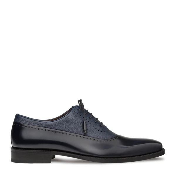Mezlan Men's Luxury Designer Shoes Postdam Blue Calfskin & Deerskin Oxfords (MZ2026)-AmbrogioShoes
