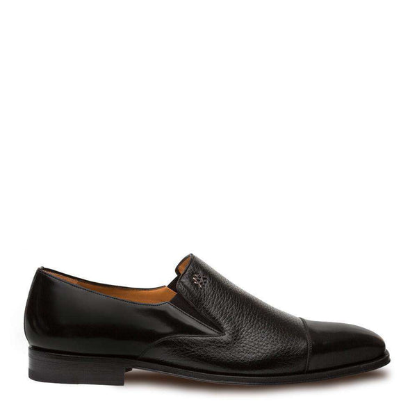 Mezlan Milani Men's Luxury Shoes Black Deerskin & Calfskin Leather Loafers 18984(MZ2732)-AmbrogioShoes
