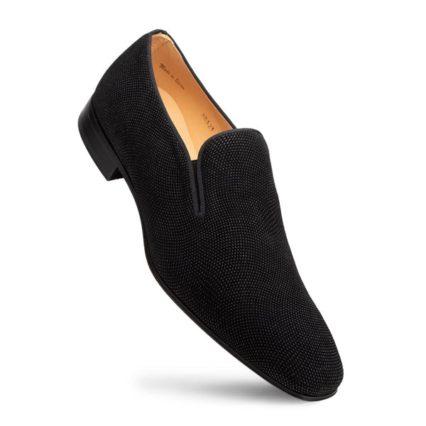 Mezlan Notte 20958 Men's Shoes Black Glass Suede Leather Slip On Loafers (MZ3698)-AmbrogioShoes