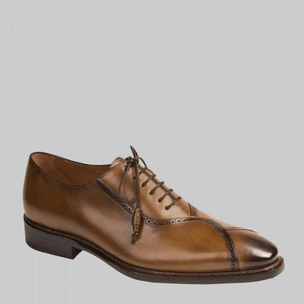 Mezlan Ortega Mens Luxury Shoes Cognac Burnished Calfskin Oxfords (MZS1028)-AmbrogioShoes