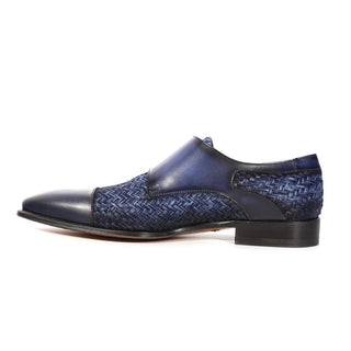 Mezlan Palomar 20688 Fabric / Calf-Skin Leather Dress/ Formal Monk-Straps Loafers (MZ3623)-AmbrogioShoes