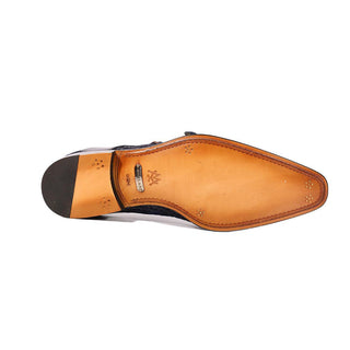 Mezlan Palomar 20688 Fabric / Calf-Skin Leather Dress/ Formal Monk-Straps Loafers (MZ3623)-AmbrogioShoes