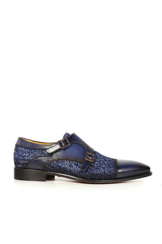 Mezlan Palomar 20688 Fabric / Leather Dress/ Formal Monk-Straps Loafers (MZ3623)-AmbrogioShoes
