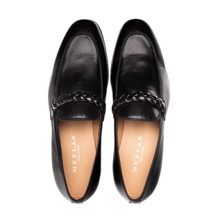 Mezlan Parole 21047 Men's Shoes Black Soft Calf-Skin Leather Penny Loafers (MZ3744)-AmbrogioShoes