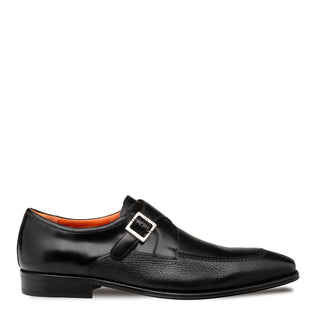 Mezlan Pego 21158 Men's Shoes Black Deer-Skin / Calf-Skin Leather Single Monk Strap (MZ3703)-AmbrogioShoes