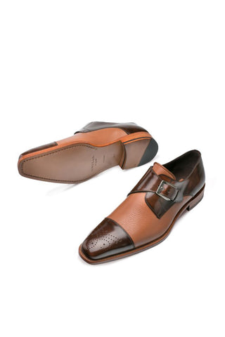 Mezlan Phoenix Leather & DeerSingle Monk-Strap-AmbrogioShoes