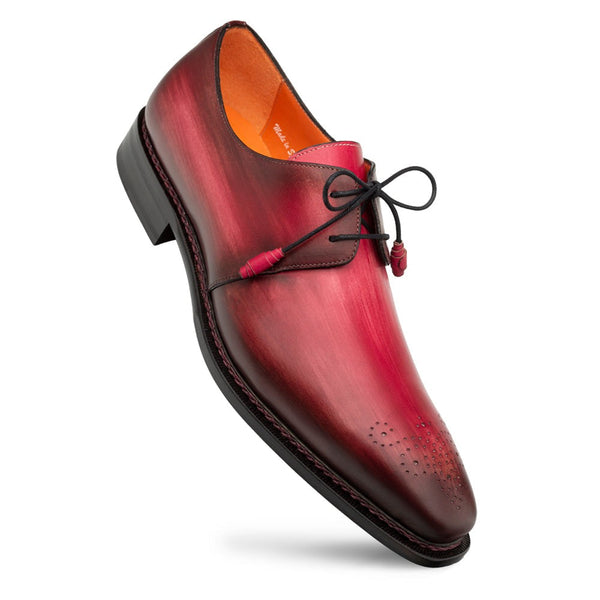Mezlan Principe 20842 Men's Shoes Burgundy & Rust Patina Leather Derby Oxfords (MZ3684)-AmbrogioShoes