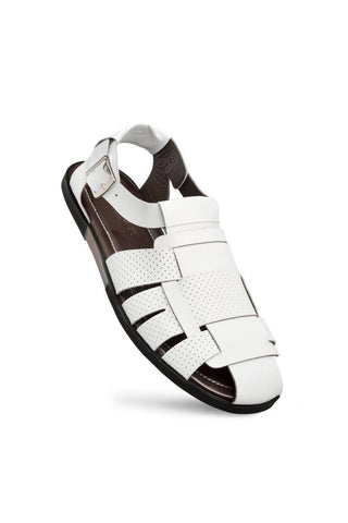 Mezlan R20666 White Leather Fisherman Sandals (MZ3625)-AmbrogioShoes