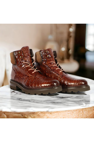 Mezlan RX4855F Crocodile / Suede Rugged Boots (MZ3552)-AmbrogioShoes
