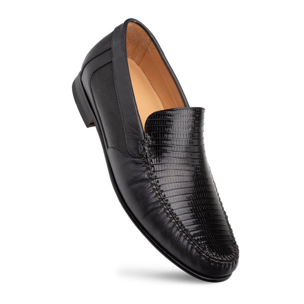 Mezlan RX7398-L Men's Shoes Black Exotic Lizard / Nappa Leathers Moccasin Loafers (MZ3700)-AmbrogioShoes
