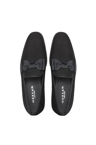 Mezlan S20306 Black Glass Suede Dress Venetian Formal Loafers (MZ3428)-AmbrogioShoes
