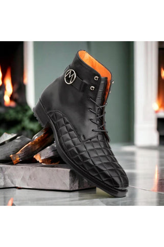 Mezlan S20538 Quilted / Calf-Skin Leather Lace up Boots (MZ3527)-AmbrogioShoes