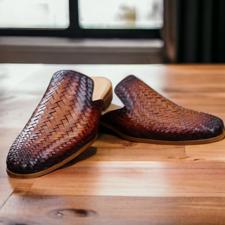 Mezlan S20667 Men's Shoes Woven Leather Casual Slip-On Mules (MZ3616)-AmbrogioShoes