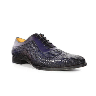 Mezlan S20702 Men's Shoes Woven Leather Dress/ Formal Laceup Oxfords (MZ3617)-AmbrogioShoes