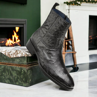 Mezlan SX4798-S Men's Shoes Exotic Ostrich Straight-Heel Zipper Boots (MZ3436)-AmbrogioShoes