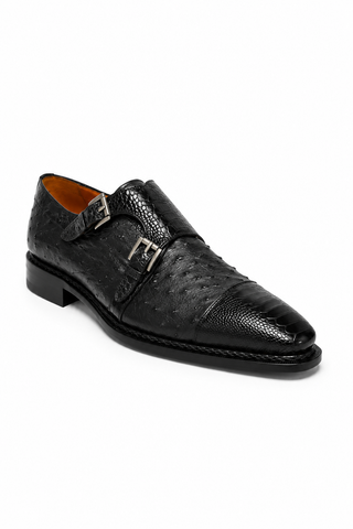 Mezlan SX4957-SP Ostrich / Lizard Double Monk-Strap-AmbrogioShoes