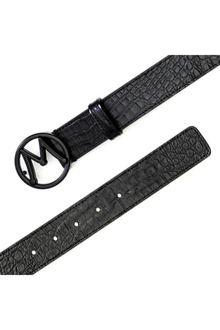 Mezlan SXB11491F Men's Crocodile Circle Icon Belt (MZB1204)-AmbrogioShoes