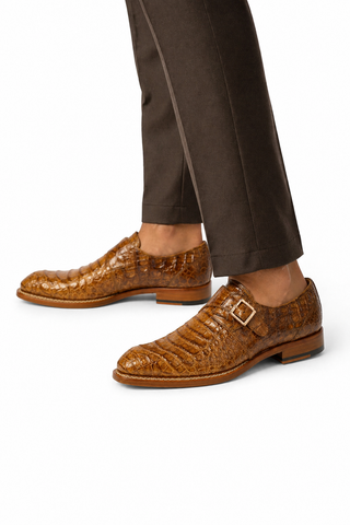 Mezlan for Ambrogio Exclusive Gigolo Crocodile Single Monk Strap (AMZ1017)