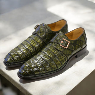 Mezlan for Ambrogio Exclusive Gigolo Exotic Crocodile Single Monk Strap (AMZ1017)-AmbrogioShoes