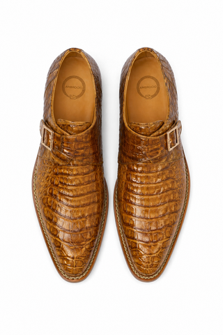 Mezlan for Ambrogio Exclusive Gigolo Exotic Crocodile Single Monk Strap (AMZ1017)-AmbrogioShoes