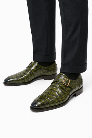 Mezlan for Ambrogio Exclusive Gigolo Exotic Crocodile Single Monk Strap (AMZ1017)-AmbrogioShoes