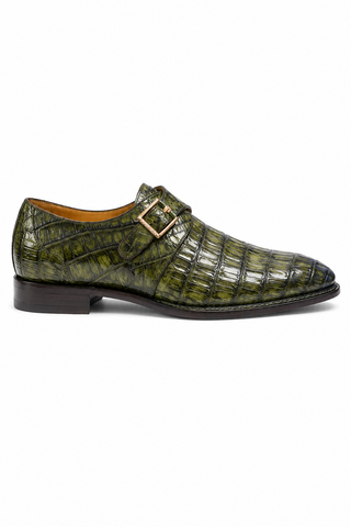 Mezlan for Ambrogio Exclusive Gigolo Exotic Crocodile Single Monk Strap (AMZ1017)-AmbrogioShoes