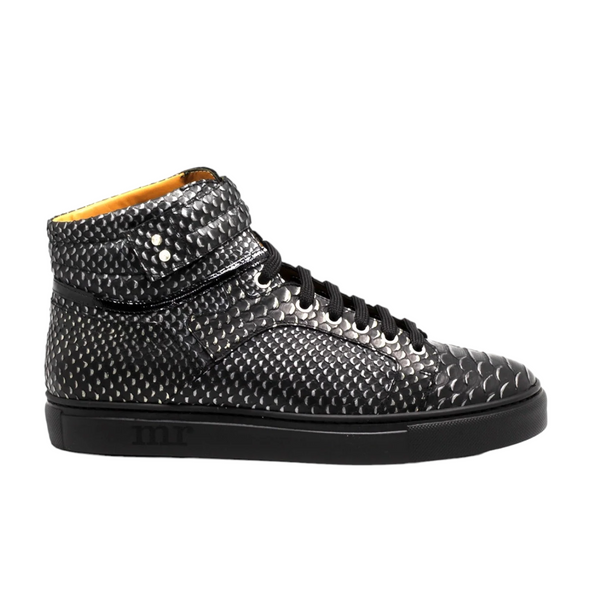 Mister Caule 40471 Men's Shoes Black Snake Print Leather High-Top Sneakers (MIS1128)-AmbrogioShoes