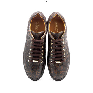 Mister Orba 40499 Men's Shoes Brown Texture Print Leather Sneakers (MIS1139)-AmbrogioShoes