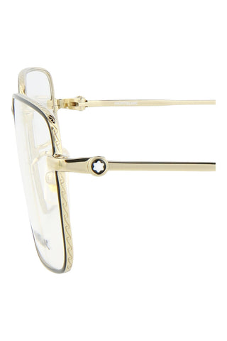 Montblanc MB0212O Light Gold/Semimatte Black Varnish Eyeglasses-AmbrogioShoes
