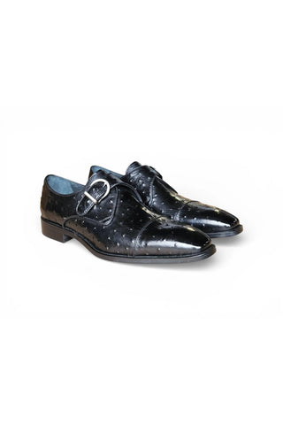Ostrich Embossed Cap Toe Single Monk Strap-AmbrogioShoes