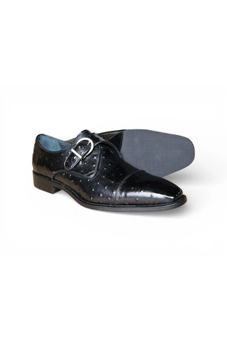 Ostrich Embossed Cap Toe Single Monk Strap-AmbrogioShoes